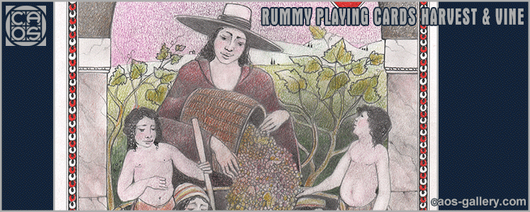 rummy playing cards harvest and vine drawing by mario eremita